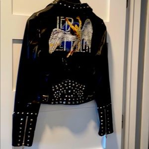 Leather motorcycle jacket,Led Zeppelin